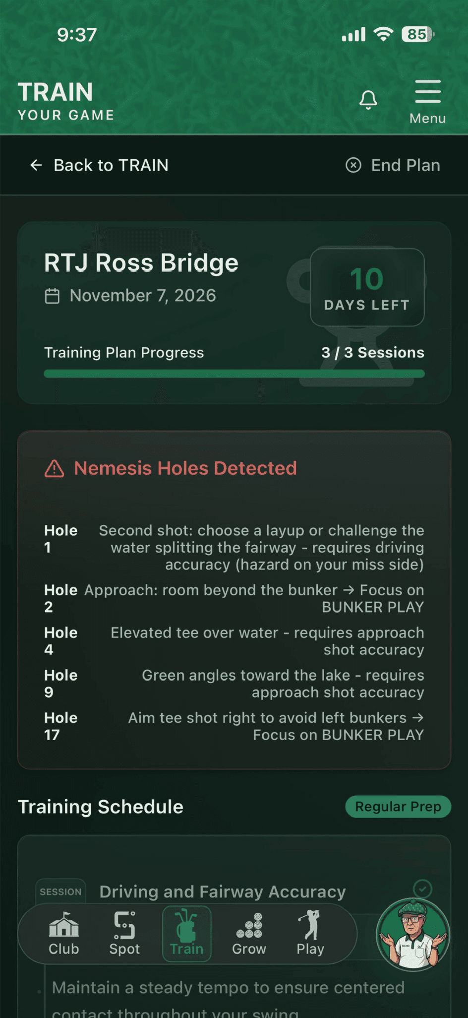 Actual Competition Training Plan