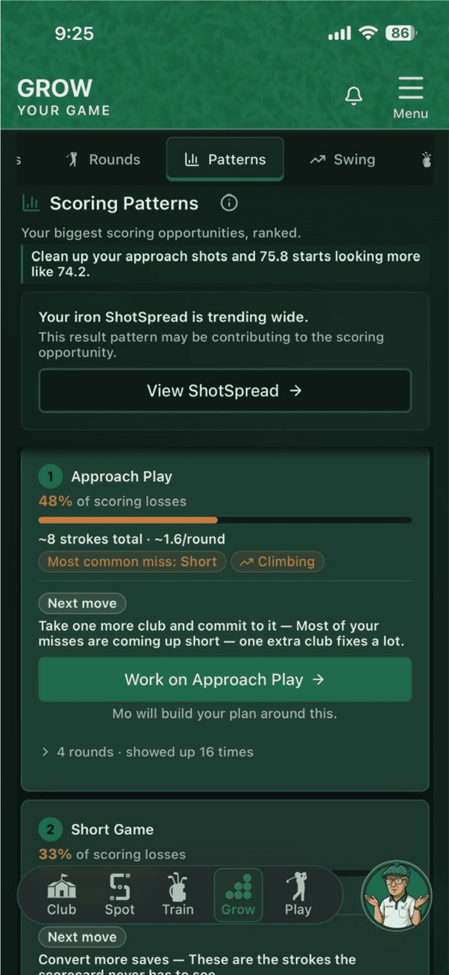 Actual Scoring Patterns view ranking your biggest scoring opportunities