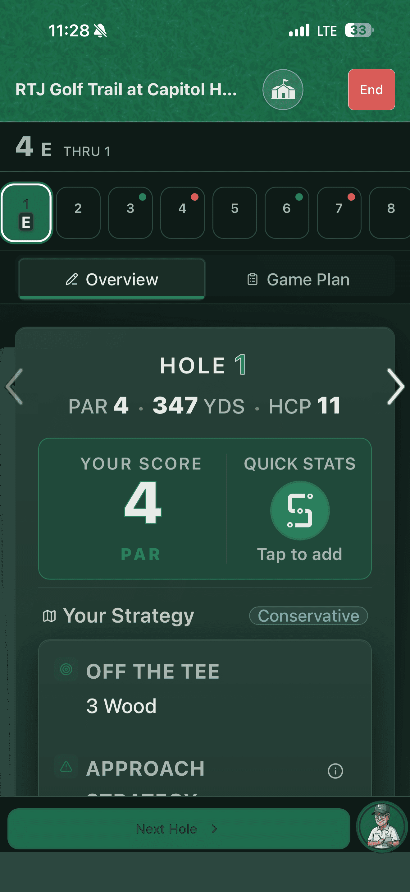 Actual live scoring screen